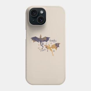Books and dragons abstract golden blue design for fantasy readers vintage Phone Case