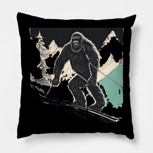 Grunge Bigfoot Funny Skiing Dad Truck Camper Vintage Skiing Mountain Pillow