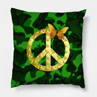 Peace Symbol Camouflage Butterfly Pillow