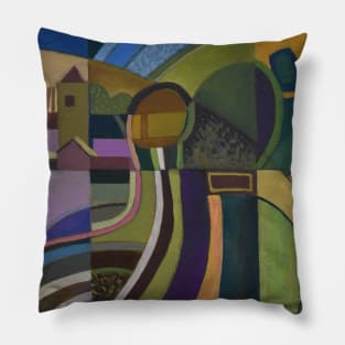 Abstract Kent Landscape by Colin Fifield Pillow