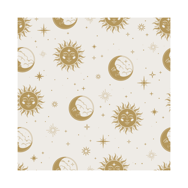 Boho Creative Hippie Pattern Design Geometric Texture Sun Moon Stars Space Universe by queensandkings