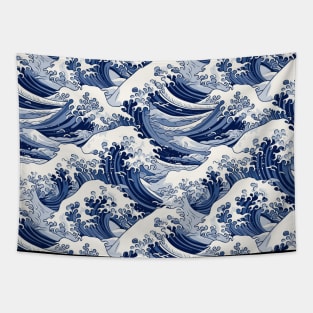 Ephemeral Crests: Hokusai Waves Reimagined Tapestry