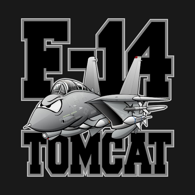 F-14 Tomcat Military Fighter Jet Aircraft Cartoon Illustration by hobrath