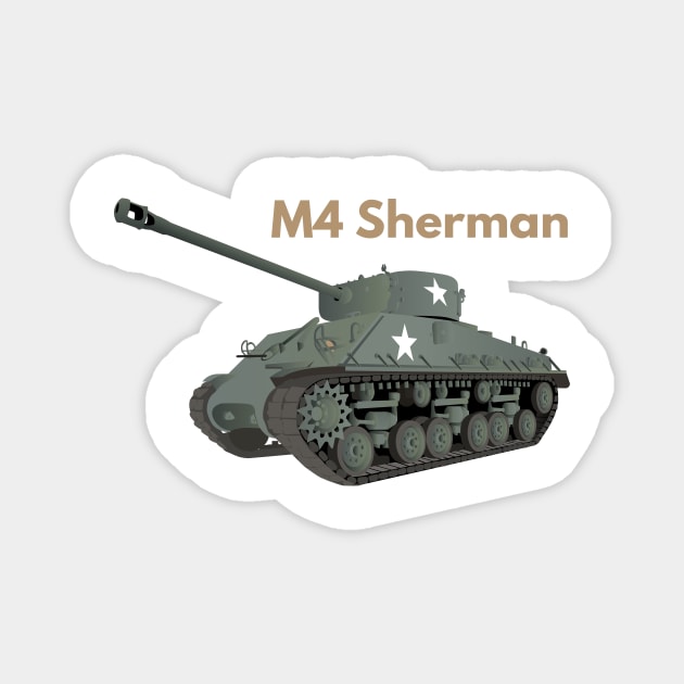 M4 Sherman American WW2 Tank Magnet by NorseTech