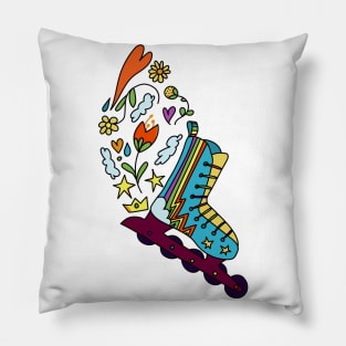 Roller-skate with Rainbow lightning Pillow