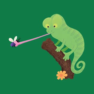 Cute funny green happy chameleon lizard cartoon T-Shirt