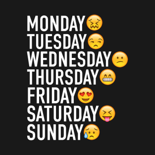 Days of the Week Expressed Through Emojis (White) T-Shirt