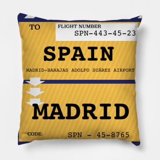 Spain, Madrid Plane ticket Pillow