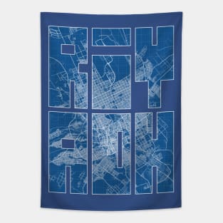 Riyadh, Saudi Arabia City Map Typography - Blueprint Tapestry