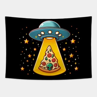 Ufo beaming Pizza, Funny Pizza Lover Tapestry