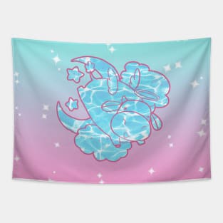 Ombre Pink and Cyan Angel Cow Tapestry