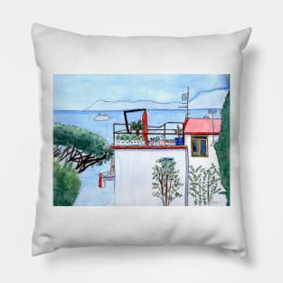 House with a View in Southern Italy Pillow