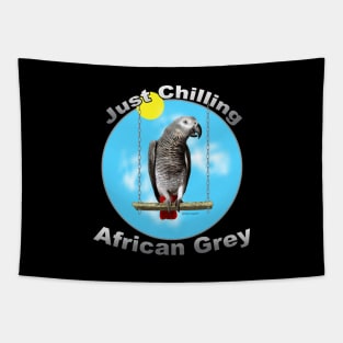 African Grey Congo Parrot Chilling Tapestry