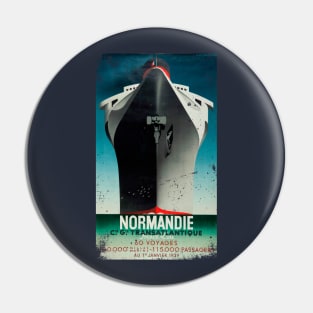 Normandie Poster Retro Vintage Cruise Ship Pin