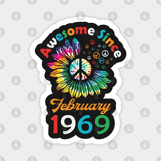 Funny Birthday Quote, Awesome Since February 1969, Retro Birthday Magnet by Estrytee