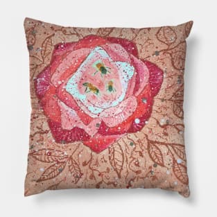 Bees on the roses. Mixed media art. Pillow