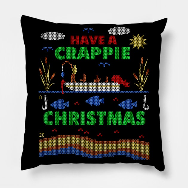 Funny Crappie Fishing Ugly Christmas Sweater Party Shirt Pillow by TeeCreations