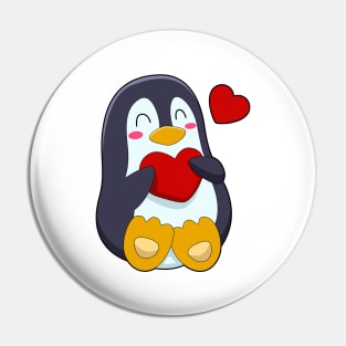 Penguin with Heart Pin