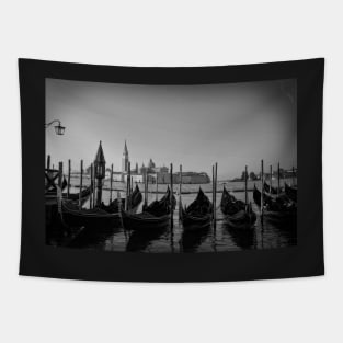 Gondolas in Venice (B&W) Tapestry