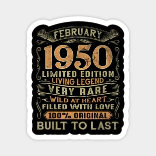 Vintage 70 Years Old February 1950 70th Birthday Gift Ideas Magnet