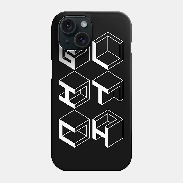 Glitch - Geometric Word Optical Illusion Design Phone Case by PerttyShirty