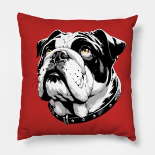 Stunning and Cool English Bulldog Monochrome and Gold Portrait for Father's Day Pillow