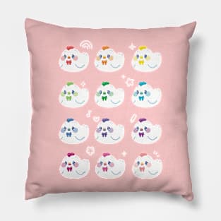 Rainbow Chicken Grid Kawaii Art Pillow