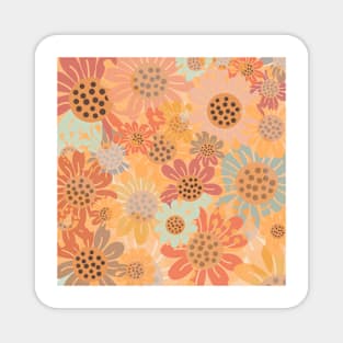 Pastel Multicolor Sunflower Pattern Magnet