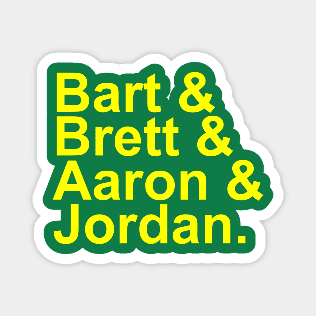 Bart Starr Brett Favre Aaron Rodgers Jordan Love Magnet by Retro Sports