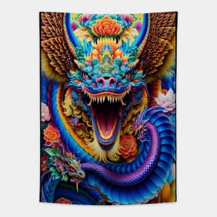 Trippy Psychedelic Orient Dragon Tapestry