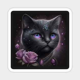 Glimmering Black British Shorthair Cat Magnet