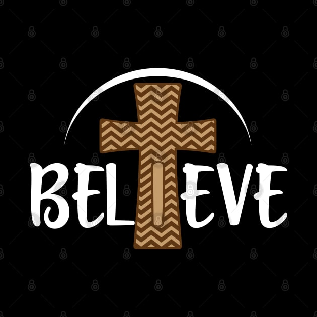 Believe Heavenly Cross Christian by Taters Tees