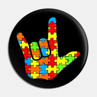 Love Sign Language Autism Awareness Pin
