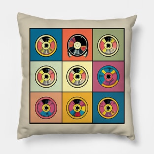 Vintage Pop Art Vinyl Records Pillow