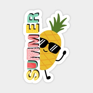 Cute summer pineapple with sunglasses Magnet