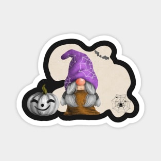 Spooky Halloween Gnome in a Purple Hat Magnet