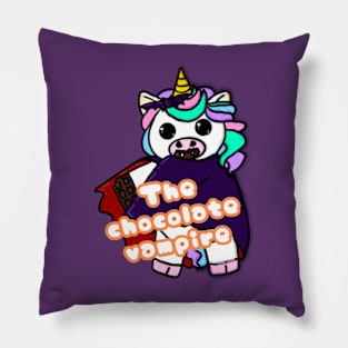 Unicorn with phrase - The chocolate vampire Pillow