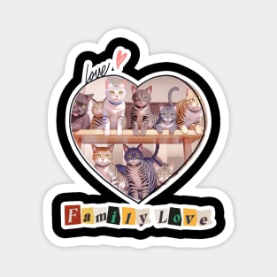 Cat family,Cat miaw,cat miaw love,Funny Cat Miaw Magnet