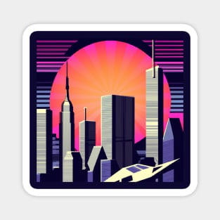 Retro futuristic City Magnet