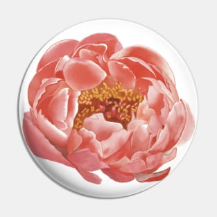 Coral Peony Pin