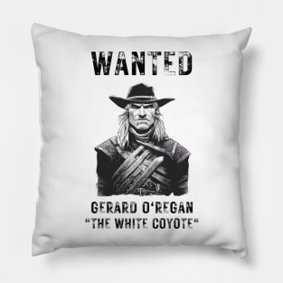 Gerard O'Regan - The White Coyote - Wanted Poster - White - Fantasy - Funny Witcher Pillow