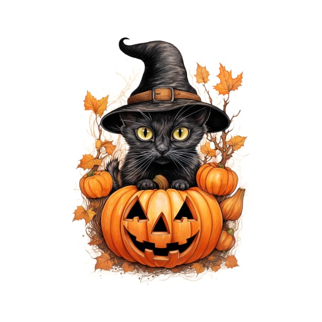 Cute Halloween Witch Cat by Blue Planet Boutique