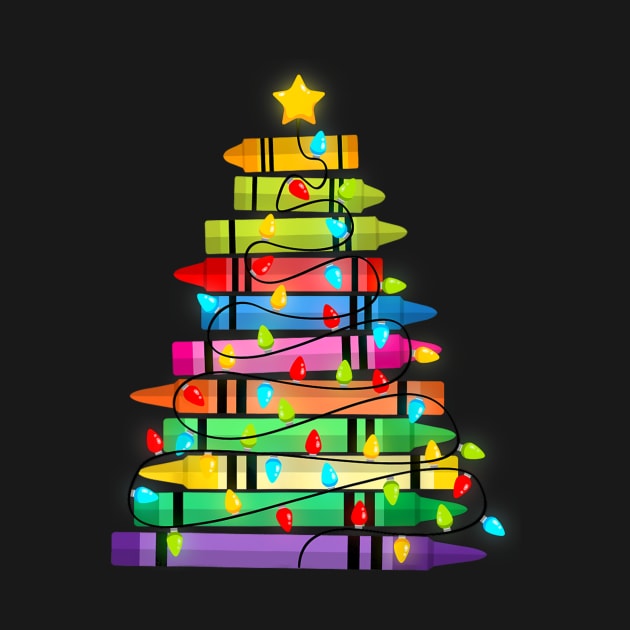 Teacher Crayon Christmas Tree Lights Student School Xmas by rivkazachariah