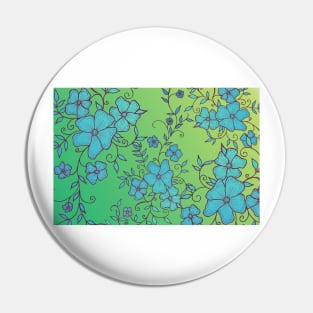 Green and Blue Flower Pattern Pin