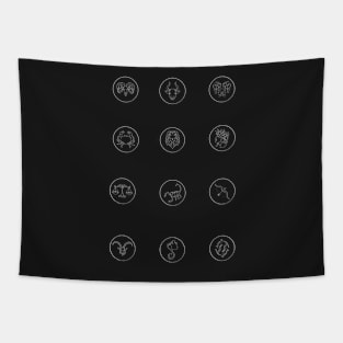 Zodiac Art Set Silver Tapestry