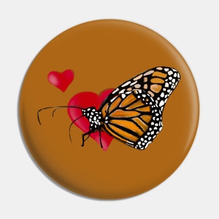 Red Hearted butterfly Pin