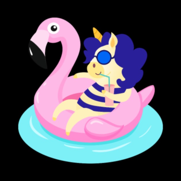 Unicorn with Flamingo Pool Float print by Nulian Sanchez