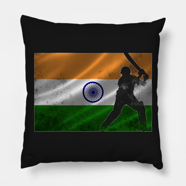 Cricket India Flag Pillow by chimpcountry