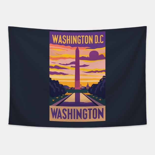 A Vintage Travel Art of Washington DC - US Tapestry by goodoldvintage