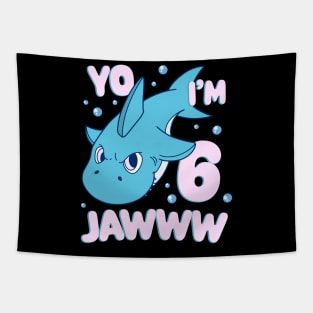 Cute Shark 6th Birthday Kids Tapestry